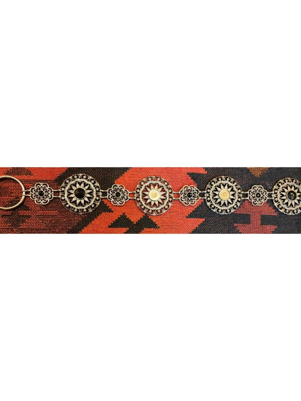 Intricate Silver-Tone Concho Belt Black & Silver  Leather Ties Western Boho